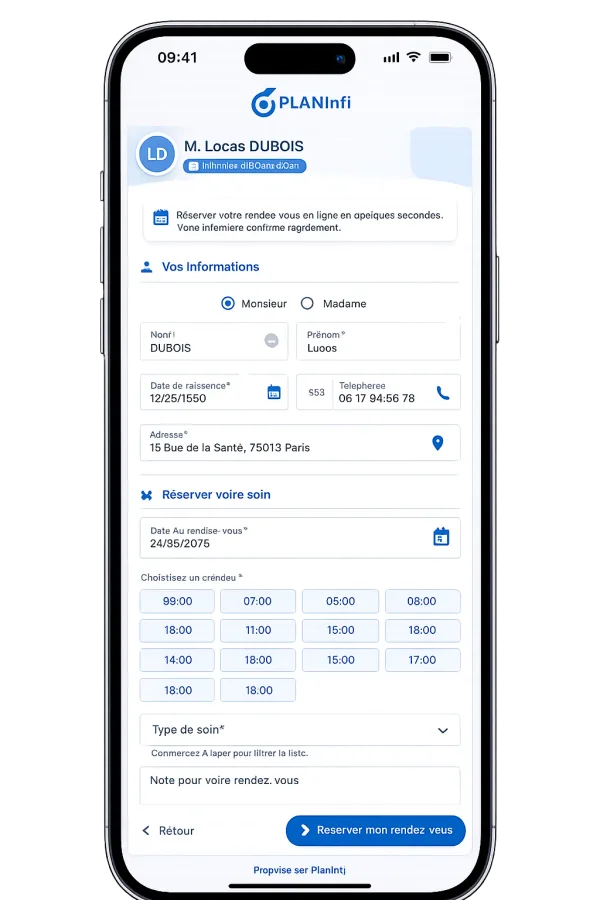 Formulaire de prise de rendez-vous sur téléphone